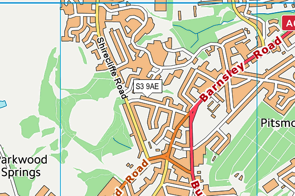 S3 9AE map - OS VectorMap District (Ordnance Survey)