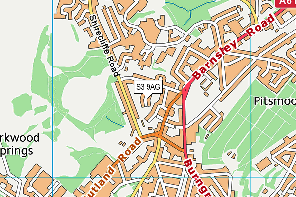 S3 9AG map - OS VectorMap District (Ordnance Survey)