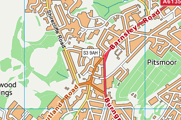 S3 9AH map - OS VectorMap District (Ordnance Survey)