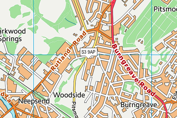 S3 9AP map - OS VectorMap District (Ordnance Survey)