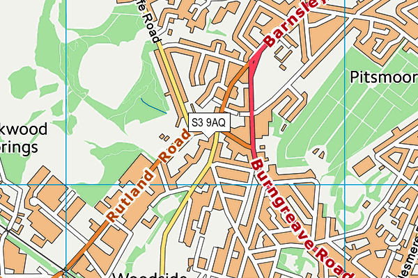 S3 9AQ map - OS VectorMap District (Ordnance Survey)