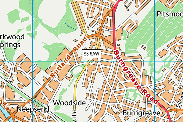 S3 9AW map - OS VectorMap District (Ordnance Survey)