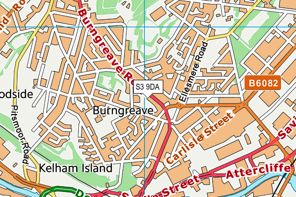 S3 9DA map - OS VectorMap District (Ordnance Survey)