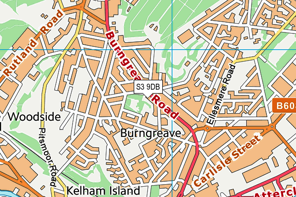 S3 9DB map - OS VectorMap District (Ordnance Survey)