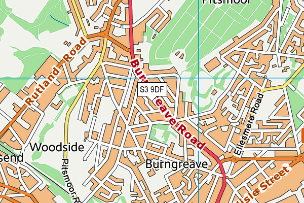 S3 9DF map - OS VectorMap District (Ordnance Survey)