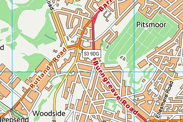 S3 9DG map - OS VectorMap District (Ordnance Survey)