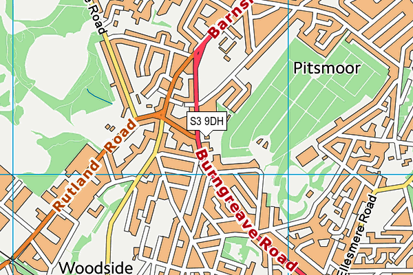 S3 9DH map - OS VectorMap District (Ordnance Survey)