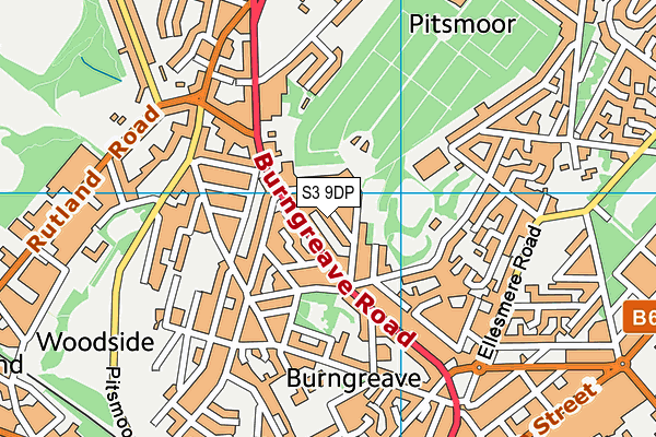 S3 9DP map - OS VectorMap District (Ordnance Survey)