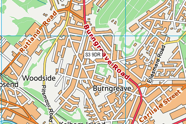 S3 9DR map - OS VectorMap District (Ordnance Survey)