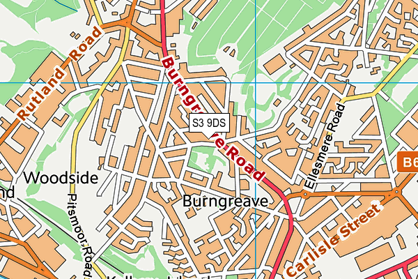 S3 9DS map - OS VectorMap District (Ordnance Survey)