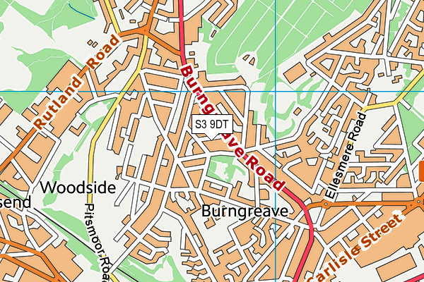 S3 9DT map - OS VectorMap District (Ordnance Survey)