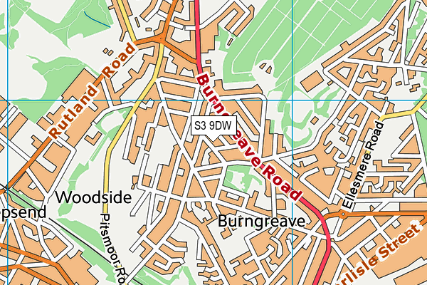 S3 9DW map - OS VectorMap District (Ordnance Survey)