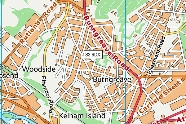 S3 9DX map - OS VectorMap District (Ordnance Survey)