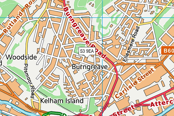 S3 9EA map - OS VectorMap District (Ordnance Survey)