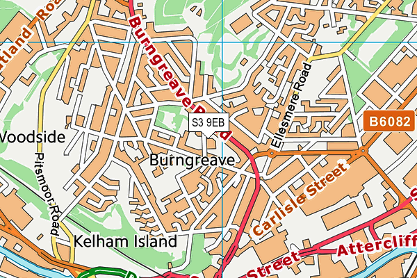 S3 9EB map - OS VectorMap District (Ordnance Survey)