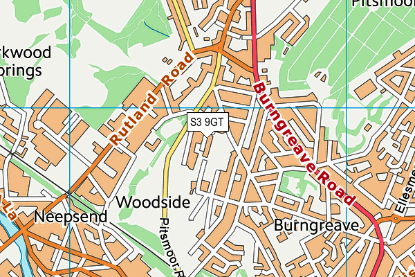 S3 9GT map - OS VectorMap District (Ordnance Survey)