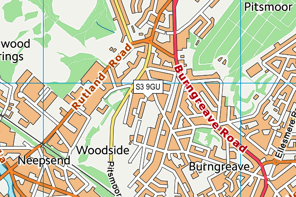 S3 9GU map - OS VectorMap District (Ordnance Survey)