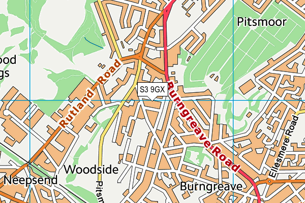 S3 9GX map - OS VectorMap District (Ordnance Survey)