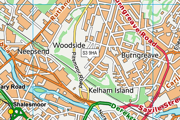 S3 9HA map - OS VectorMap District (Ordnance Survey)