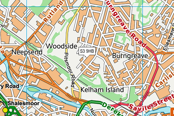 S3 9HB map - OS VectorMap District (Ordnance Survey)