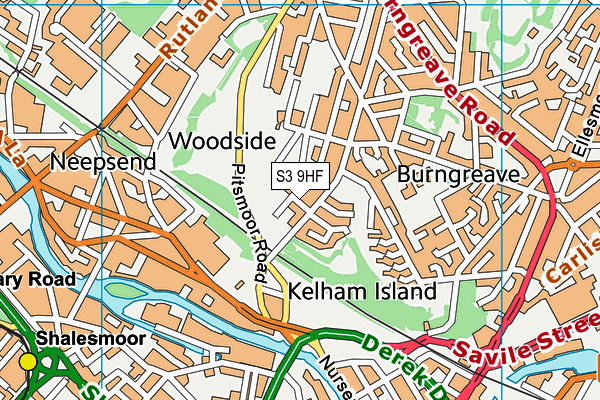 S3 9HF map - OS VectorMap District (Ordnance Survey)