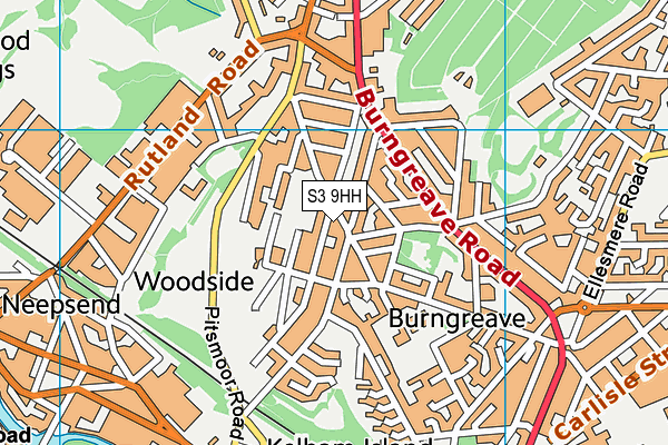 S3 9HH map - OS VectorMap District (Ordnance Survey)