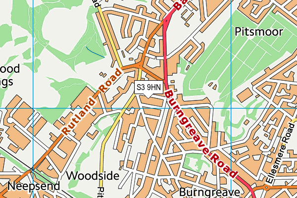 S3 9HN map - OS VectorMap District (Ordnance Survey)