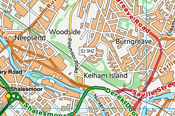 S3 9HZ map - OS VectorMap District (Ordnance Survey)