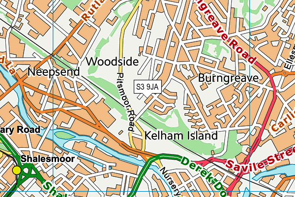 S3 9JA map - OS VectorMap District (Ordnance Survey)