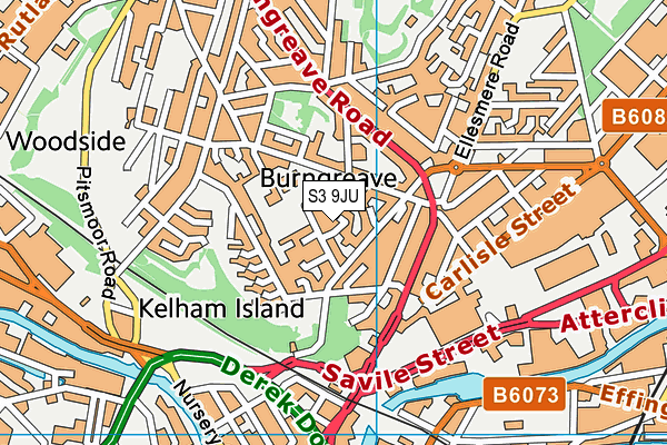 S3 9JU map - OS VectorMap District (Ordnance Survey)