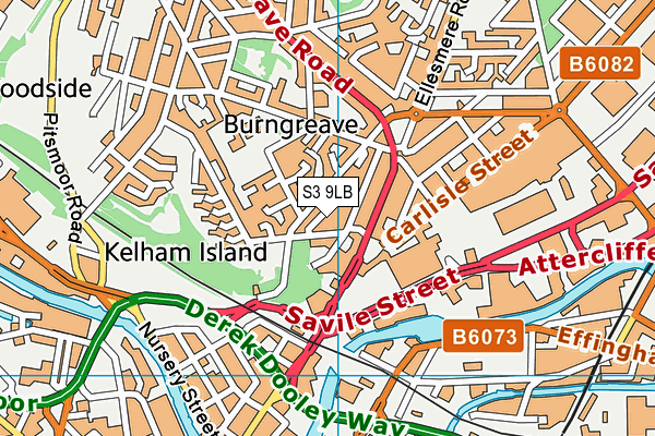 S3 9LB map - OS VectorMap District (Ordnance Survey)