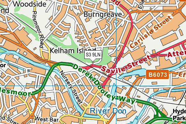 S3 9LN map - OS VectorMap District (Ordnance Survey)