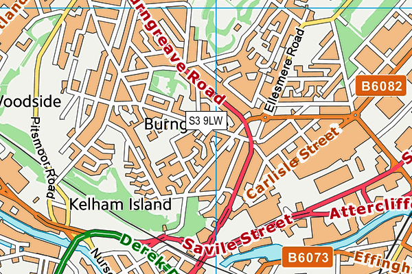 S3 9LW map - OS VectorMap District (Ordnance Survey)