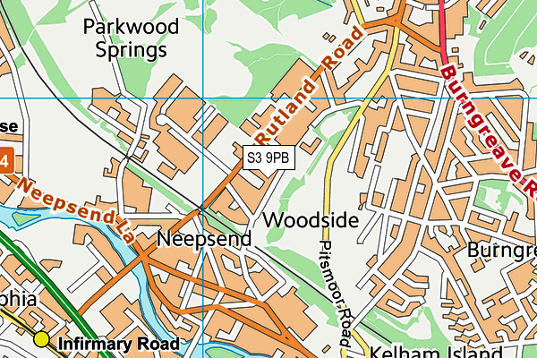 S3 9PB map - OS VectorMap District (Ordnance Survey)