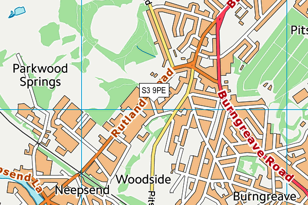 S3 9PE map - OS VectorMap District (Ordnance Survey)