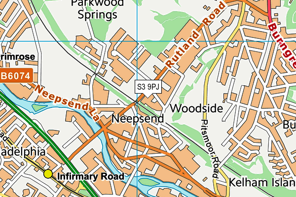 S3 9PJ map - OS VectorMap District (Ordnance Survey)