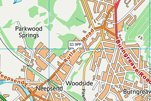 S3 9PP map - OS VectorMap District (Ordnance Survey)