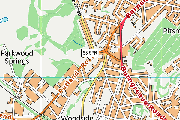 S3 9PR map - OS VectorMap District (Ordnance Survey)