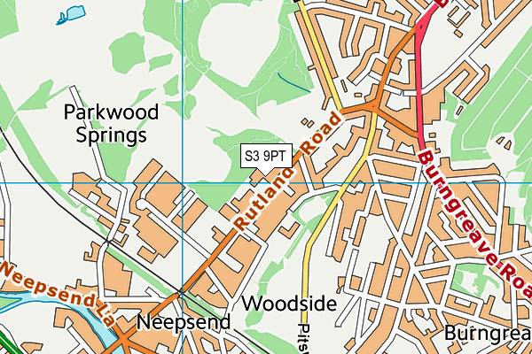 S3 9PT map - OS VectorMap District (Ordnance Survey)