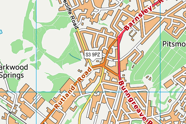 S3 9PZ map - OS VectorMap District (Ordnance Survey)