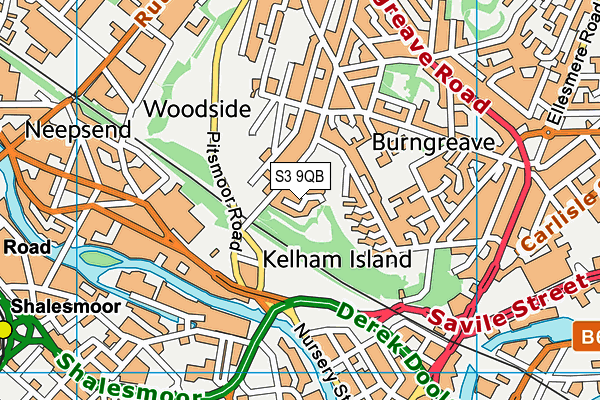 S3 9QB map - OS VectorMap District (Ordnance Survey)