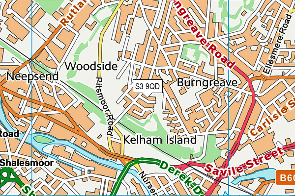 S3 9QD map - OS VectorMap District (Ordnance Survey)