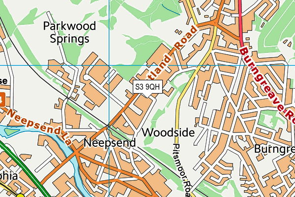 S3 9QH map - OS VectorMap District (Ordnance Survey)