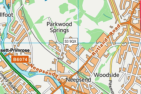 S3 9QX map - OS VectorMap District (Ordnance Survey)