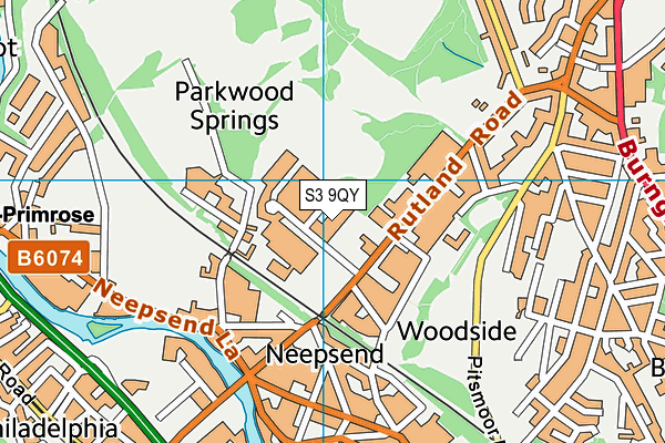 S3 9QY map - OS VectorMap District (Ordnance Survey)