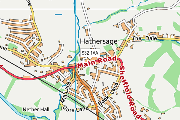 S32 1AA map - OS VectorMap District (Ordnance Survey)