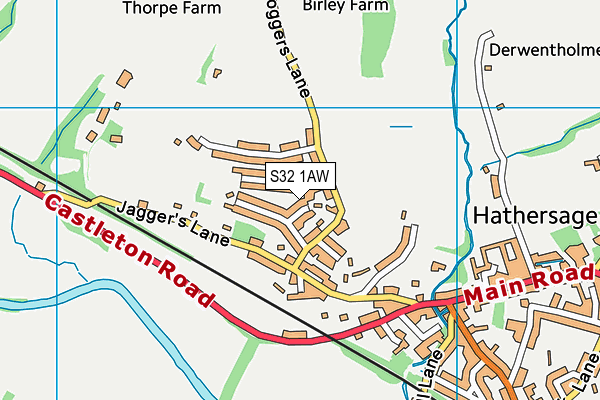 S32 1AW map - OS VectorMap District (Ordnance Survey)