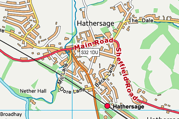 Hathersage Outdoor Swimming Pool map (S32 1DU) - OS VectorMap District (Ordnance Survey)