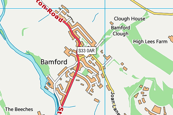Bamford Primary School map (S33 0AR) - OS VectorMap District (Ordnance Survey)