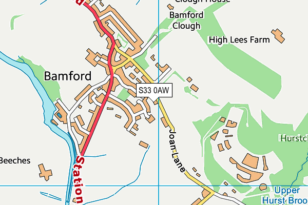 S33 0AW map - OS VectorMap District (Ordnance Survey)